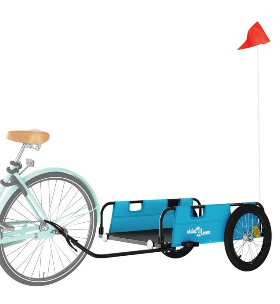 Remorque de vélo bleu tissu oxford et fer