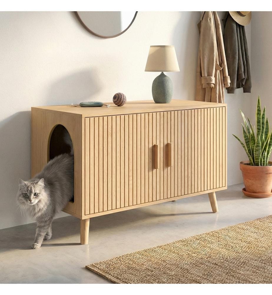 Katzenklo mit integriertem Katzenstreu – Holz