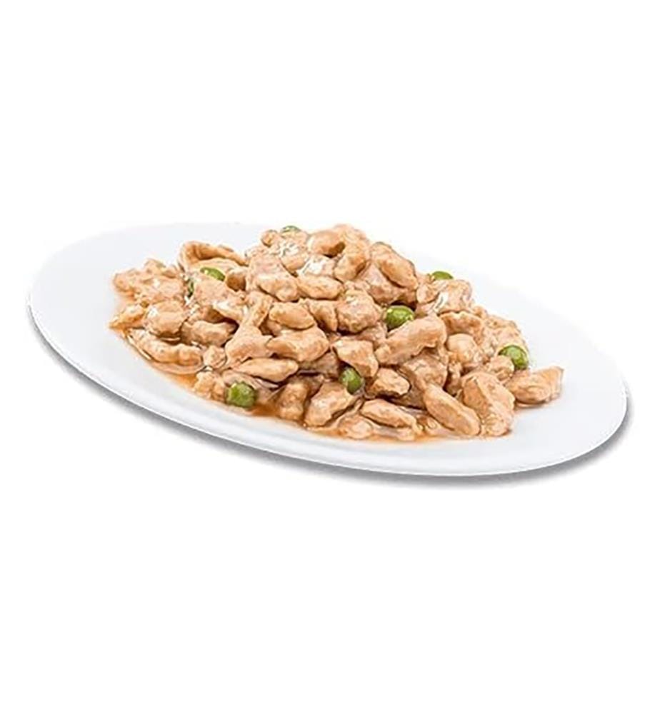 13x – Katzenfutter-Multipack in Beuteln „Indoor“ mit Huhn & Gemüse, Lachs & Möhren in Sosse, 4x 85 g","detected_source_language":"FR