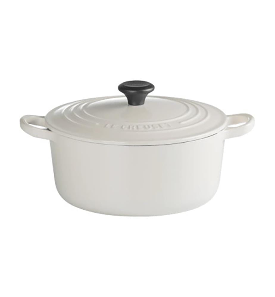 Runde Cocotte aus emailliertem Gusseisen 26 cm - Creme