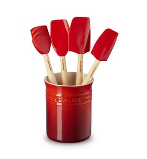 Pot à Ustensiles avec 4 Spatules Création - Rouge