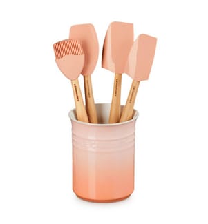Pot à Ustensiles avec 4 Spatules Création - Orange Clair