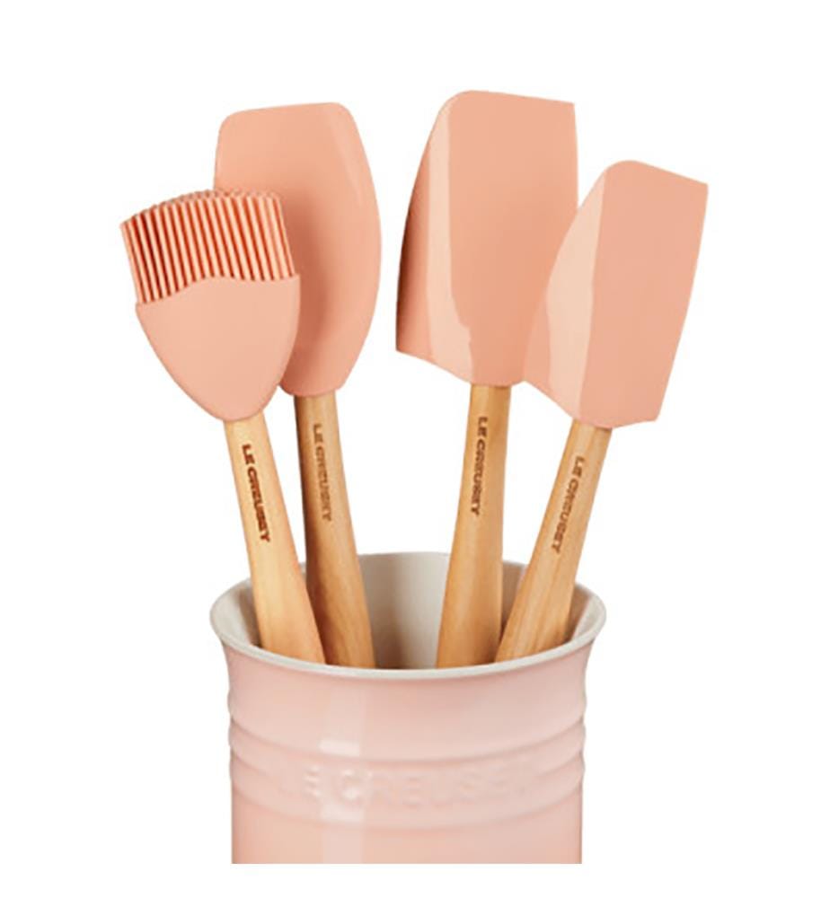 Pot à Ustensiles avec 4 Spatules Création - Orange Clair