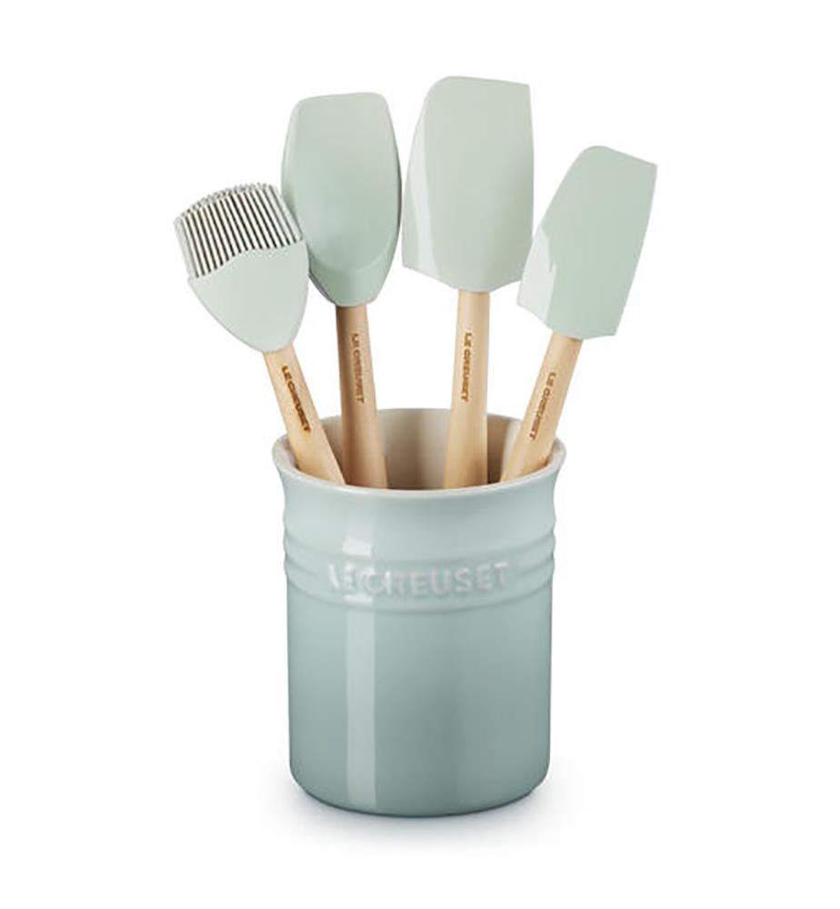 Pot à Ustensiles avec 4 Spatules Création - Gris