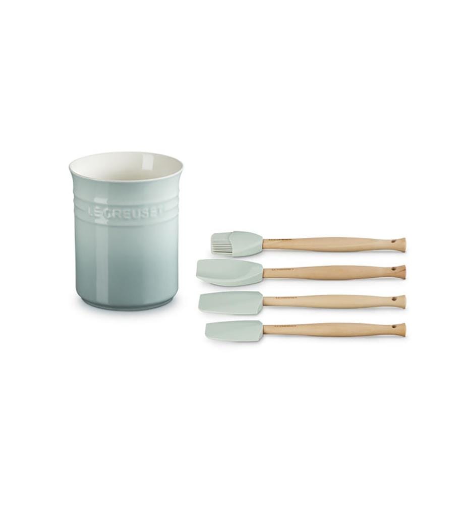 Pot à Ustensiles avec 4 Spatules Création - Gris