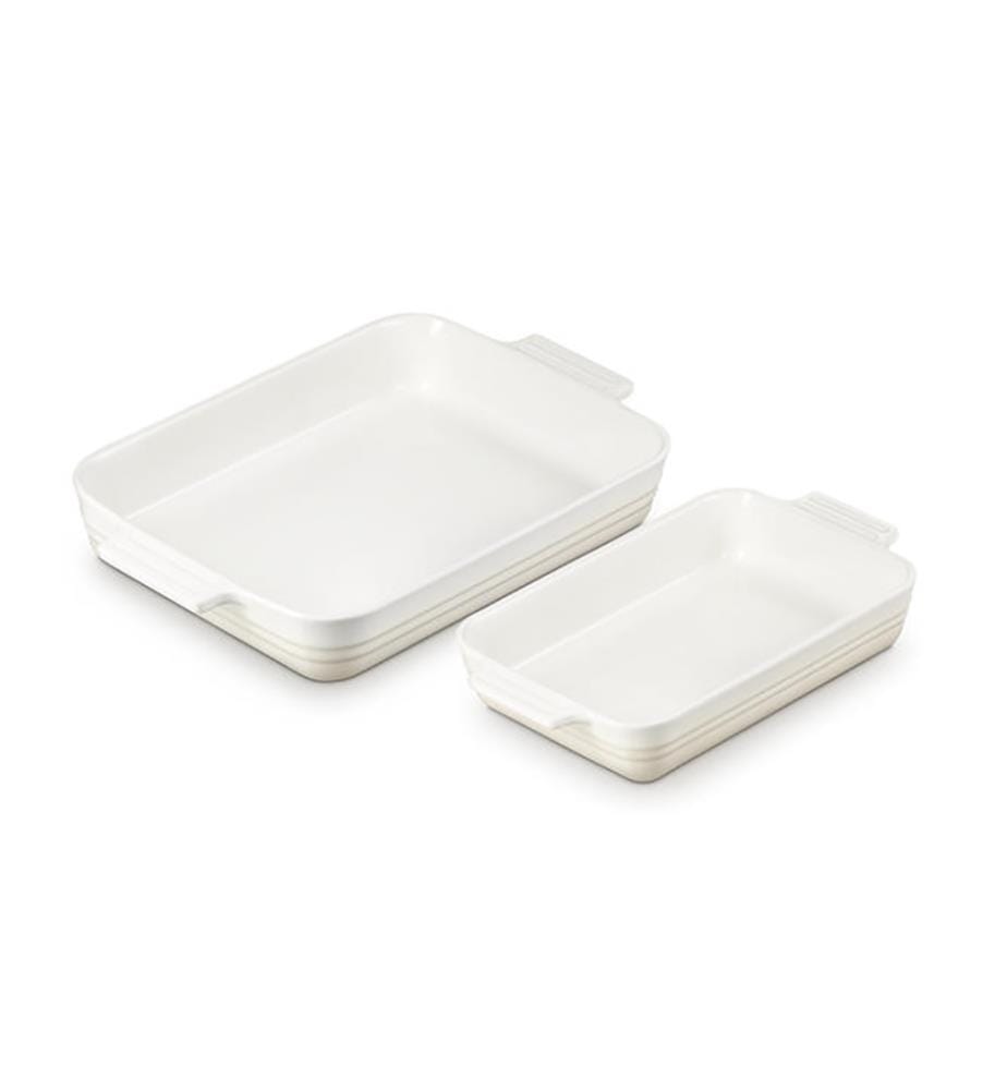 Set de 2 plats Rectangulaires Classique en Céramique 25/32 cm - Blanc
