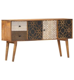Buffet avec motif imprimé 130x30x70 cm Bois de manguier massif