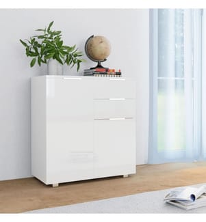 Buffet Blanc brillant 71 x 35 x 80 cm Bois d'ingénierie
