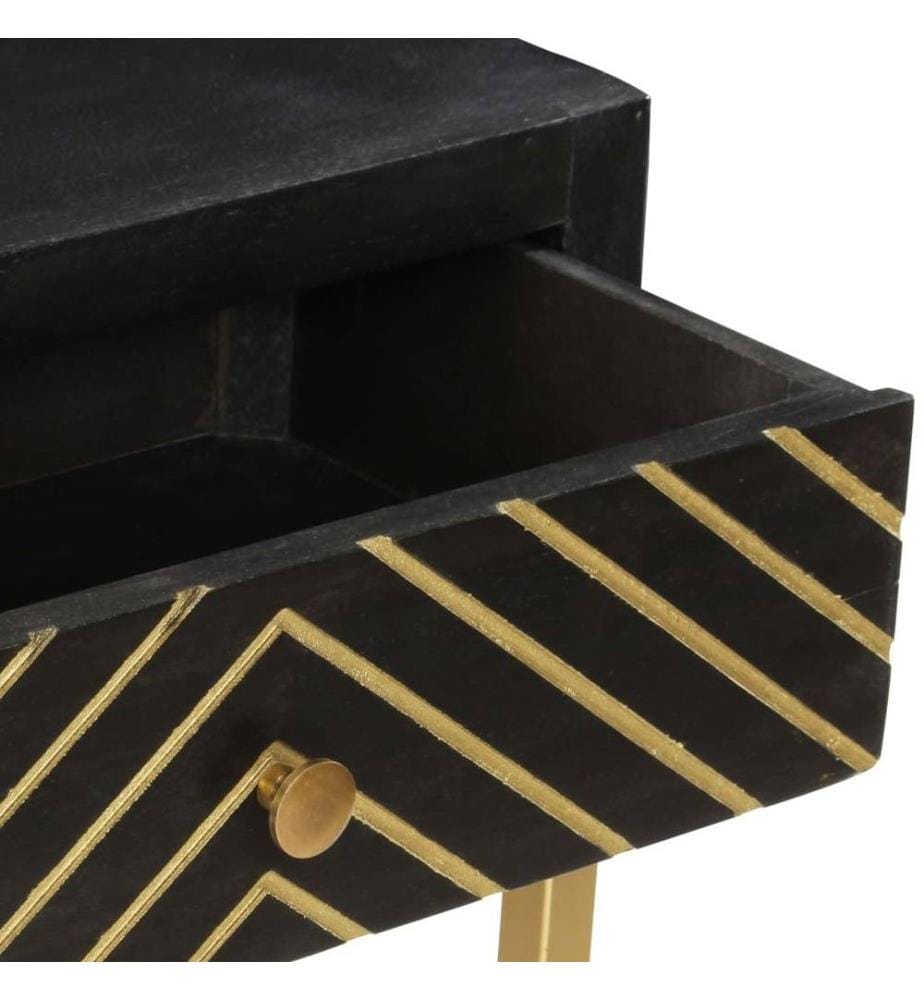 Konsolentisch Schwarz und Golden 90x30x75 cm Mango Massivholz