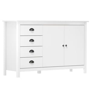 Sideboard Hill Weiss 130x40x80 cm Massivholz Kiefer