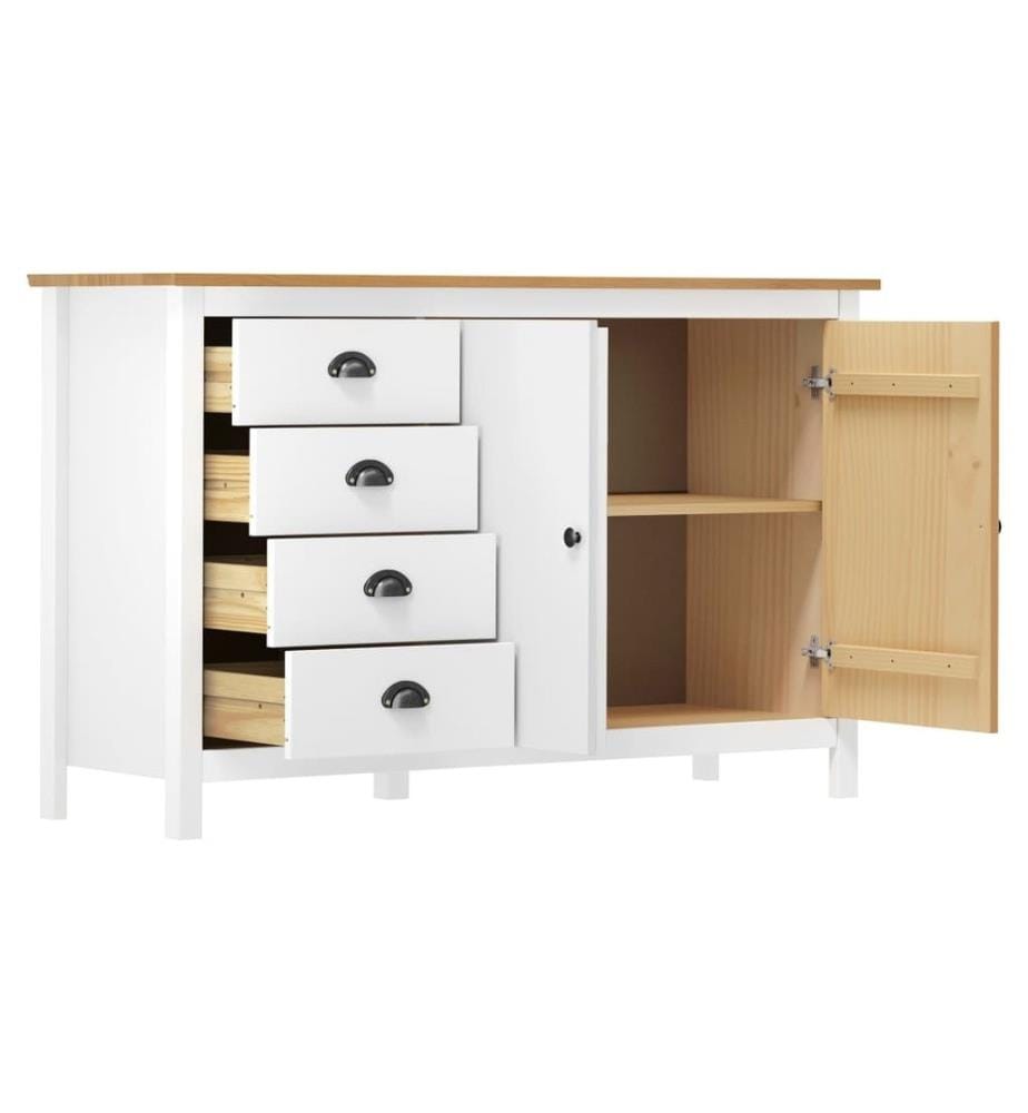 Sideboard Hill Weiss 130x40x80 cm Massivholz Kiefer