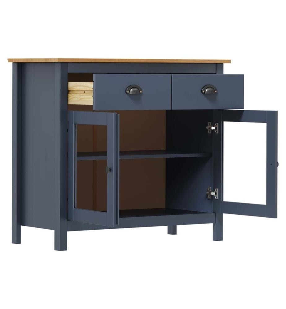 Sideboard Hill Grau 90x40x80 cm Massivholz Kiefer