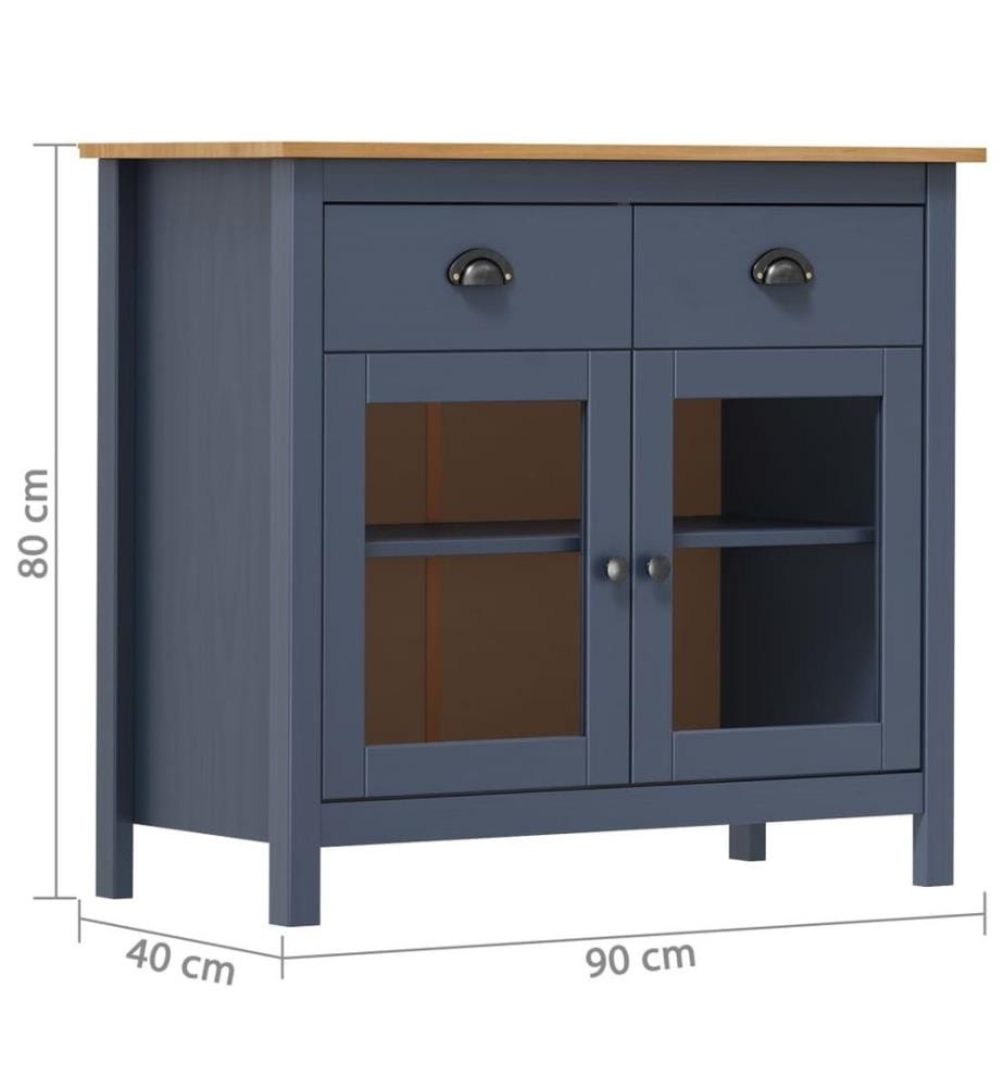 Sideboard Hill Grau 90x40x80 cm Massivholz Kiefer