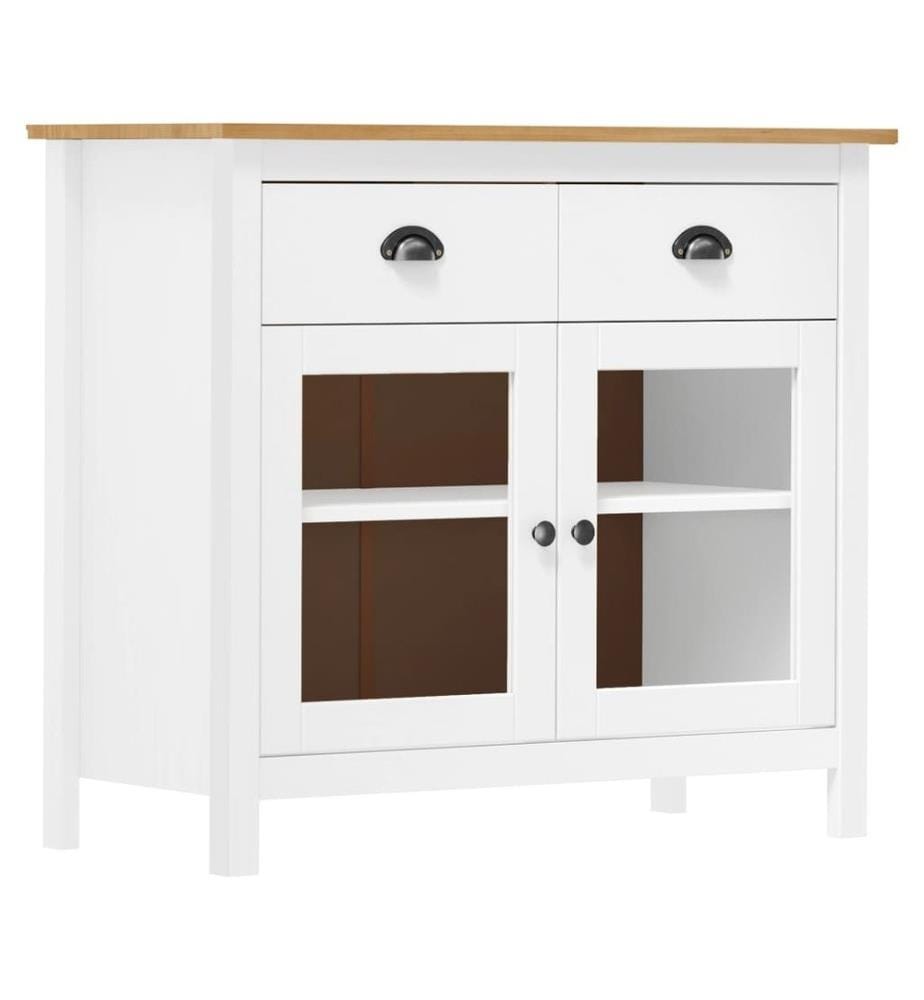Sideboard Hill Weiss 90x40x80 cm Massivholz Kiefer