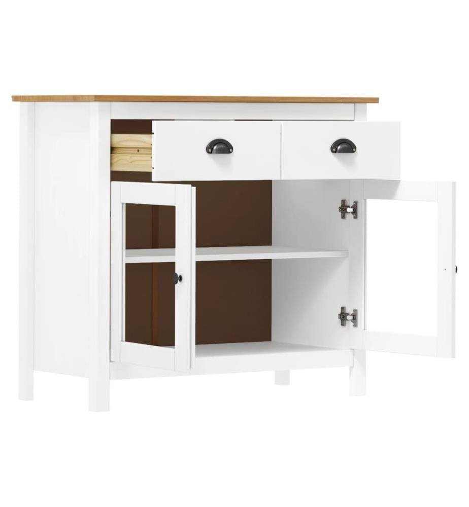 Sideboard Hill Weiss 90x40x80 cm Massivholz Kiefer