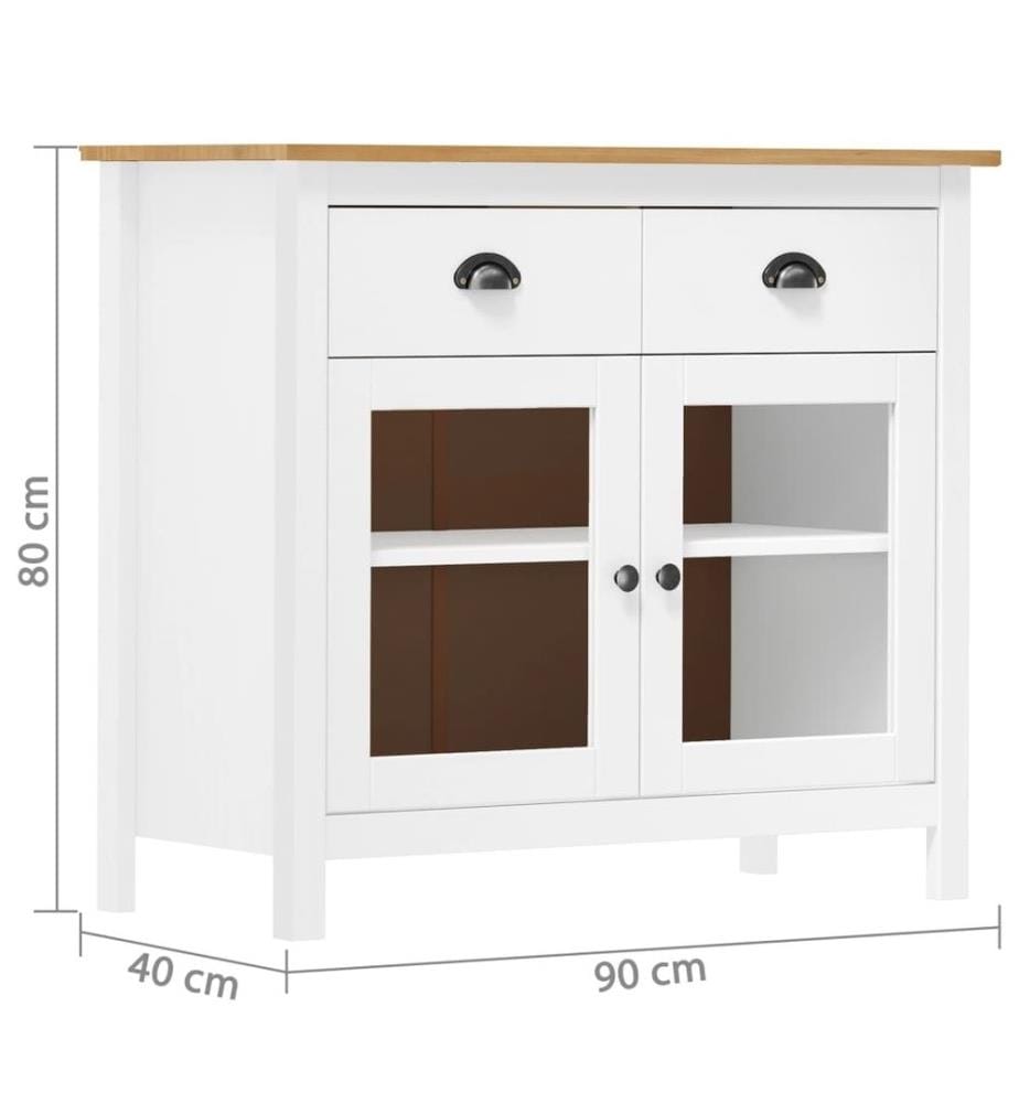 Sideboard Hill Weiss 90x40x80 cm Massivholz Kiefer