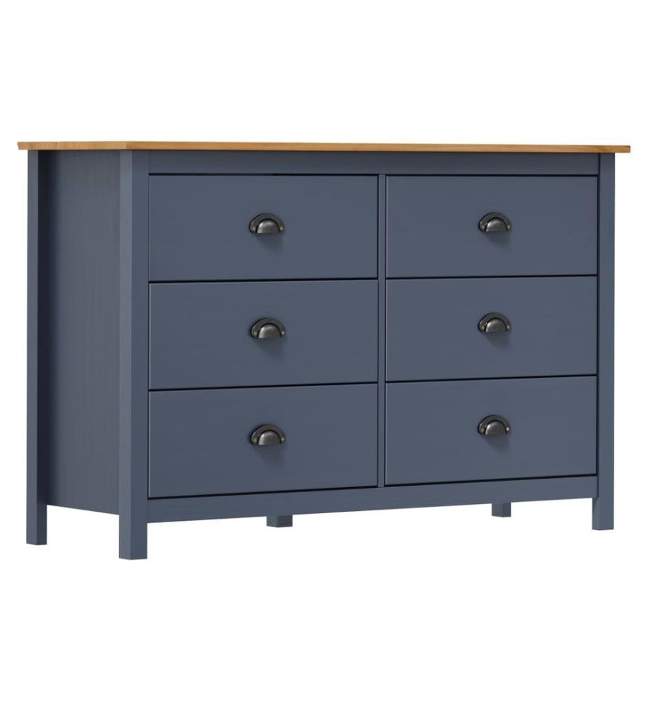 Sideboard Hill Grau 125x40x80 cm Massivholz Kiefer