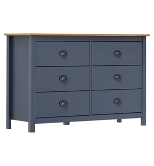 Sideboard Hill Grau 125x40x80 cm Massivholz Kiefer