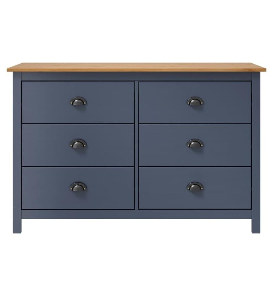 Sideboard Hill Grau 125x40x80 cm Massivholz Kiefer