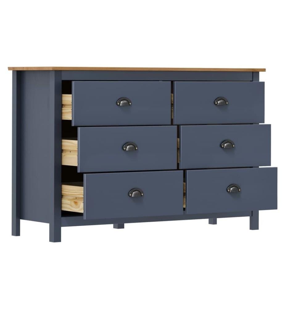 Sideboard Hill Grau 125x40x80 cm Massivholz Kiefer