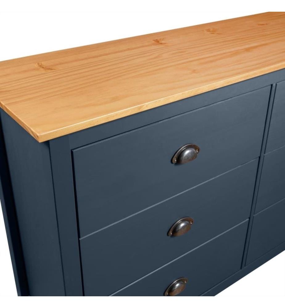 Sideboard Hill Grau 125x40x80 cm Massivholz Kiefer