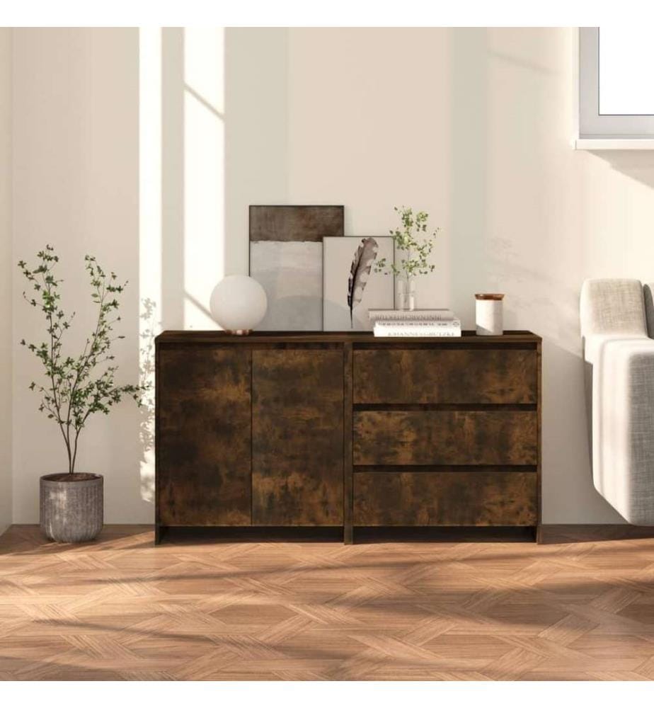 Buffets 2 pcs Chêne fumé Bois d'ingénierie