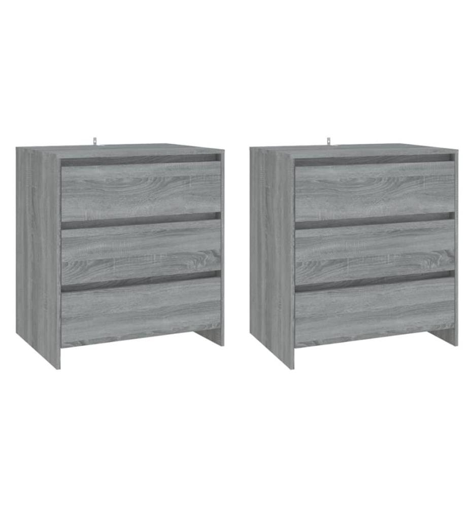 Buffets 3 pcs Sonoma gris Bois d'ingénierie