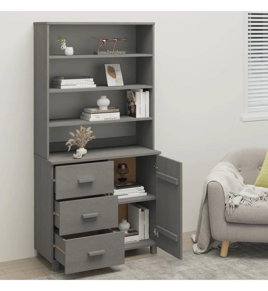 Highboard HAMAR Massivholz Kiefer Hellgrau
