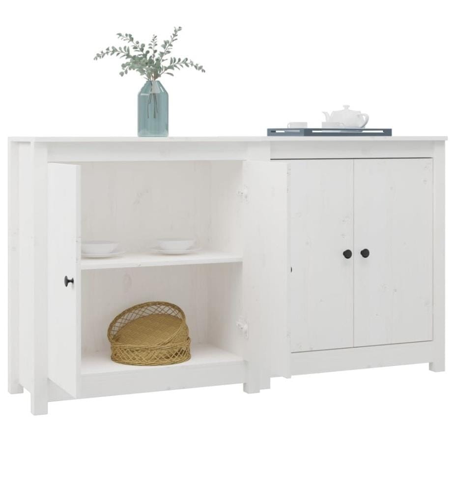 Sideboards 2 Stk. Weiss 70x35x80 cm Massivholz Kiefer