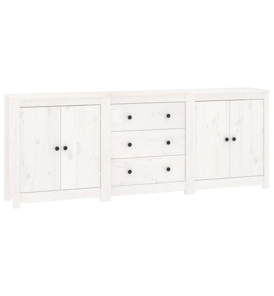 Sideboard Weiss 210x35x80 cm Massivholz Kiefer