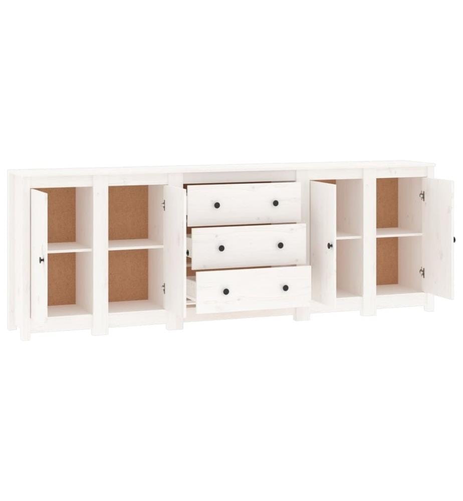 Sideboard Weiss 230x35x80 cm Massivholz Kiefer