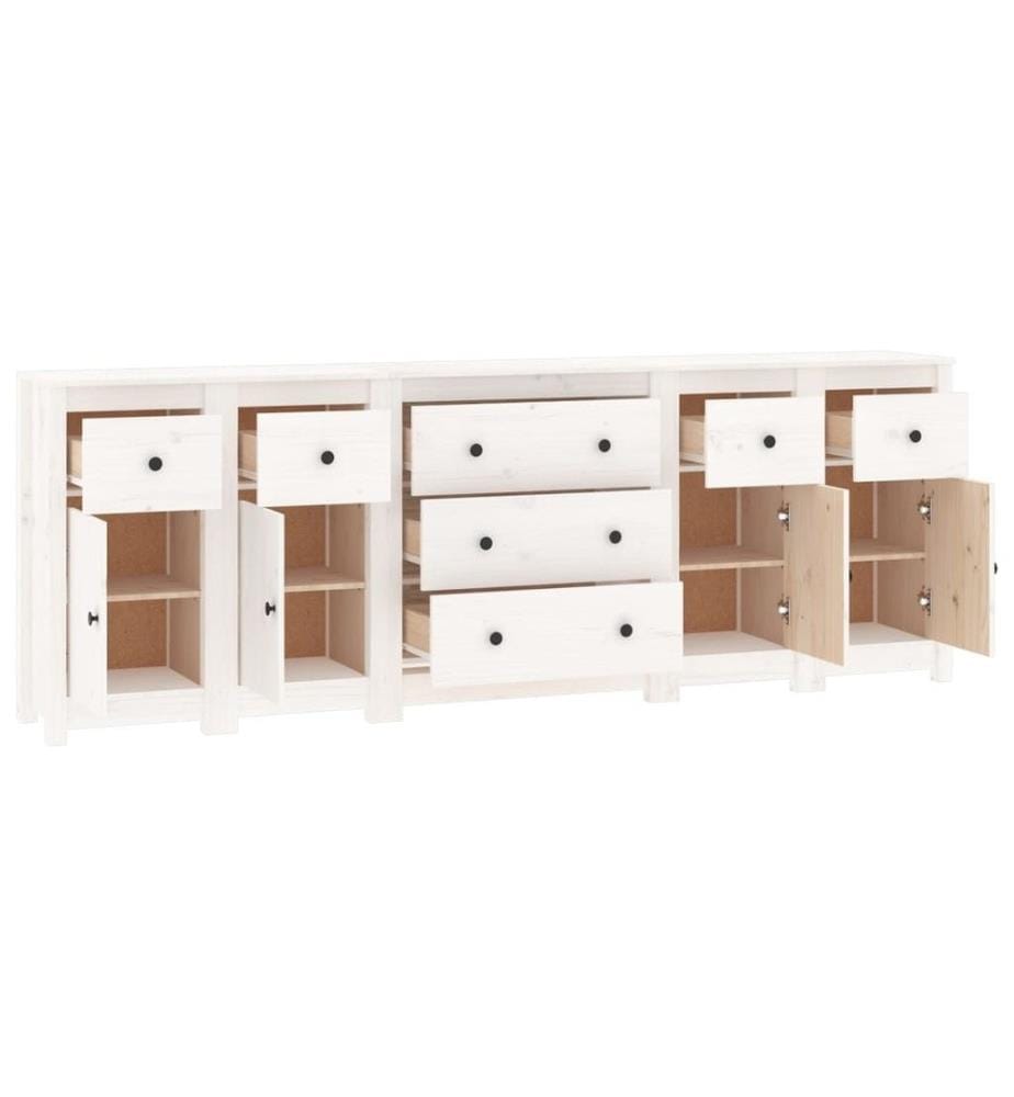 Sideboard Weiss 230x35x80 cm Massivholz Kiefer