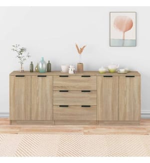 Buffets 3 pcs Chêne sonoma Bois d'ingénierie