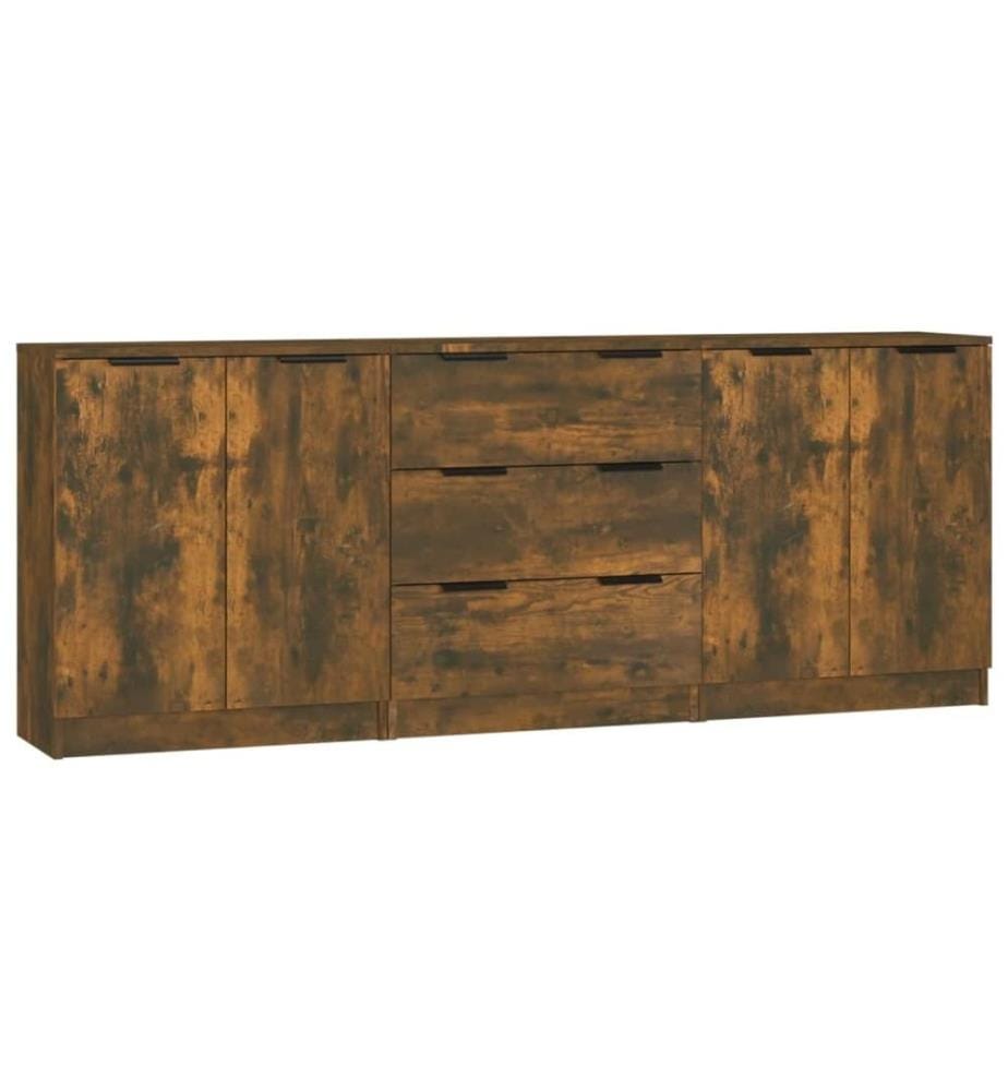 3-tlg. Sideboard Räuchereiche Holzwerkstoff