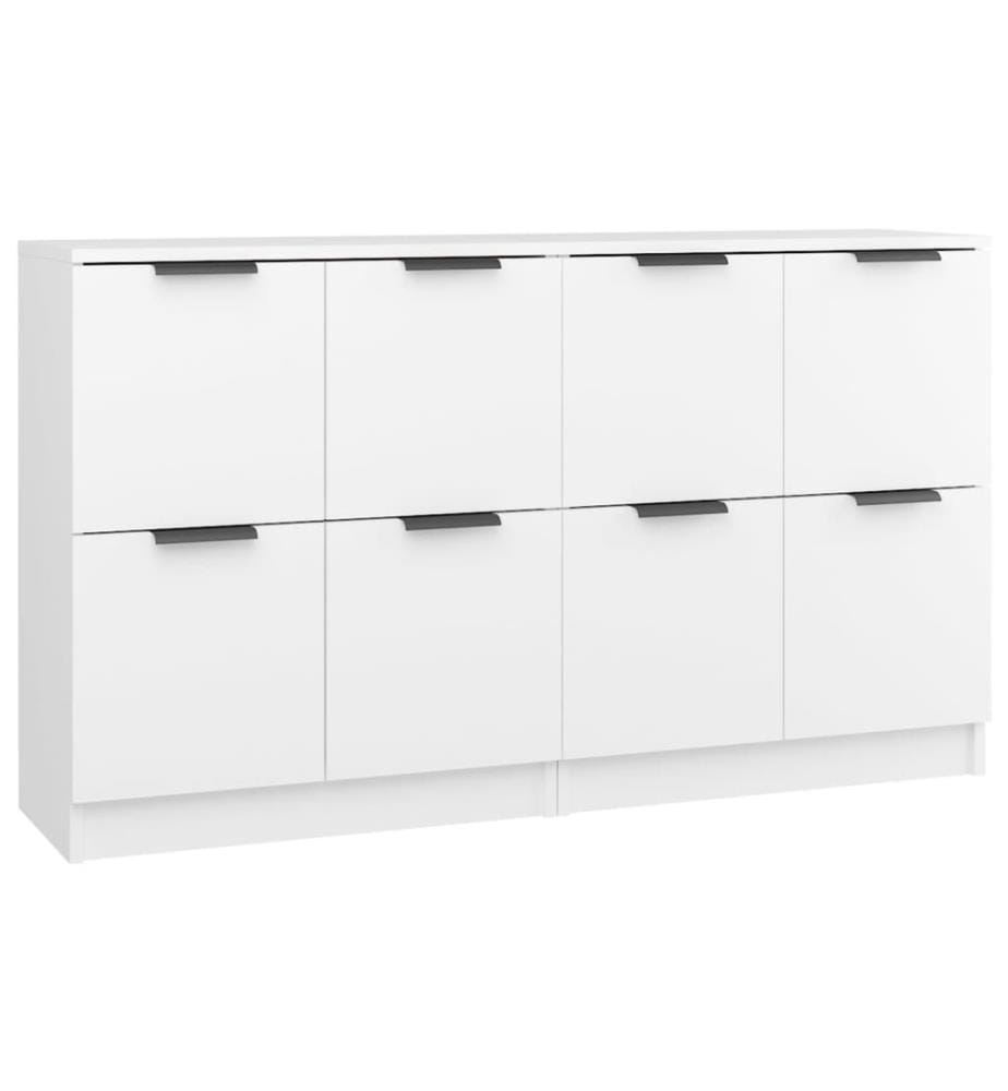 Buffets 2 pcs Blanc 60x30x70 cm Bois d'ingénierie