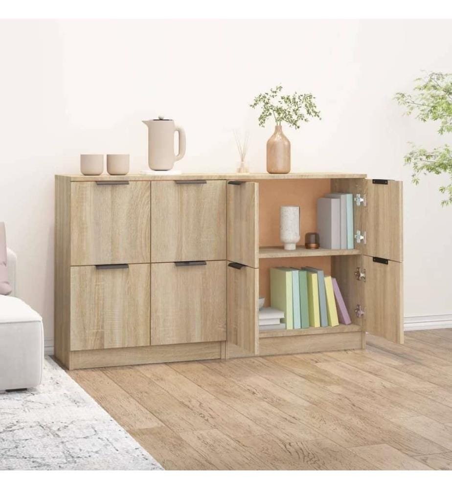 Buffets 2 pcs Chêne Sonoma 60x30x70 cm Bois d'ingénierie