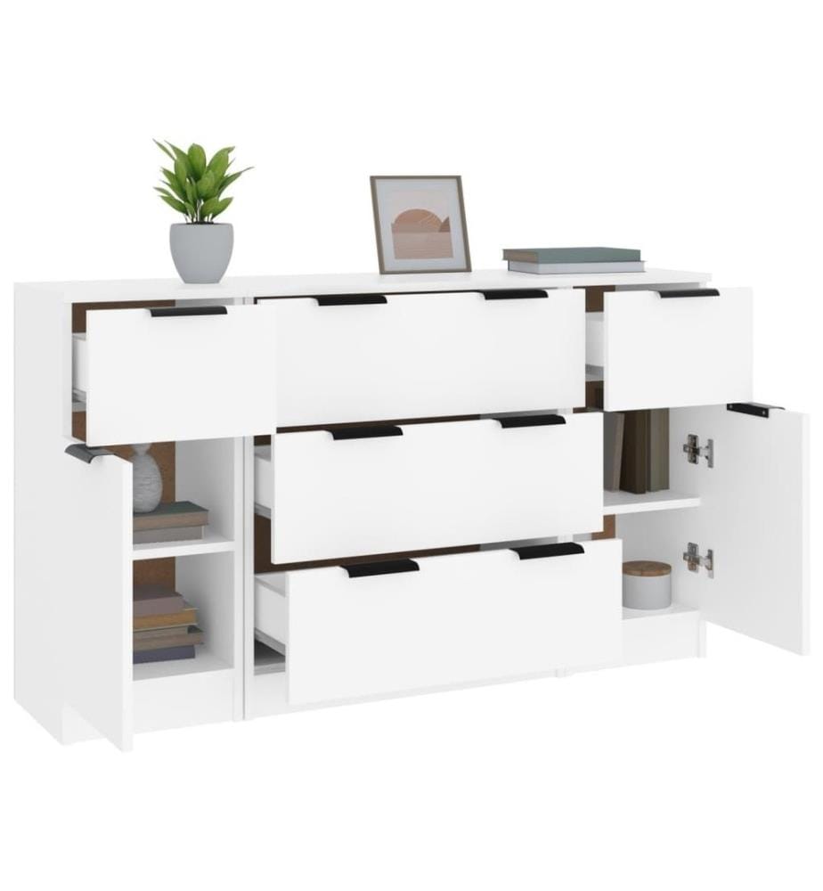 3-tlg. Sideboard-Set Weiss Holzwerkstoff