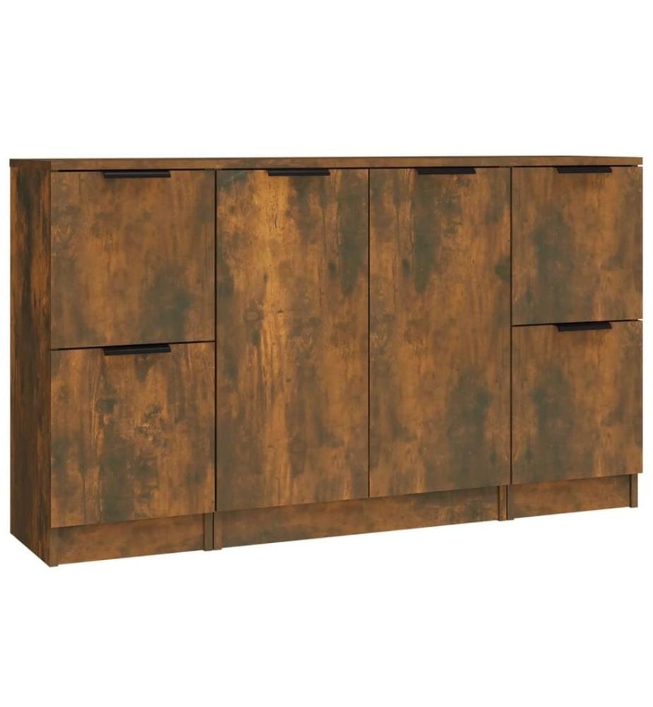 Sideboards 3 Stk. Räuchereiche Holzwerkstoff