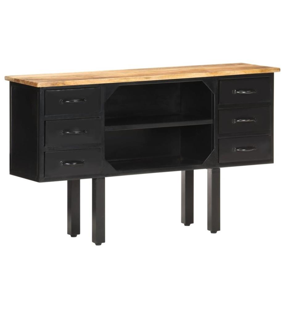 Sideboard 110x30x65 cm Raues Mango-Massivholz und Stahl