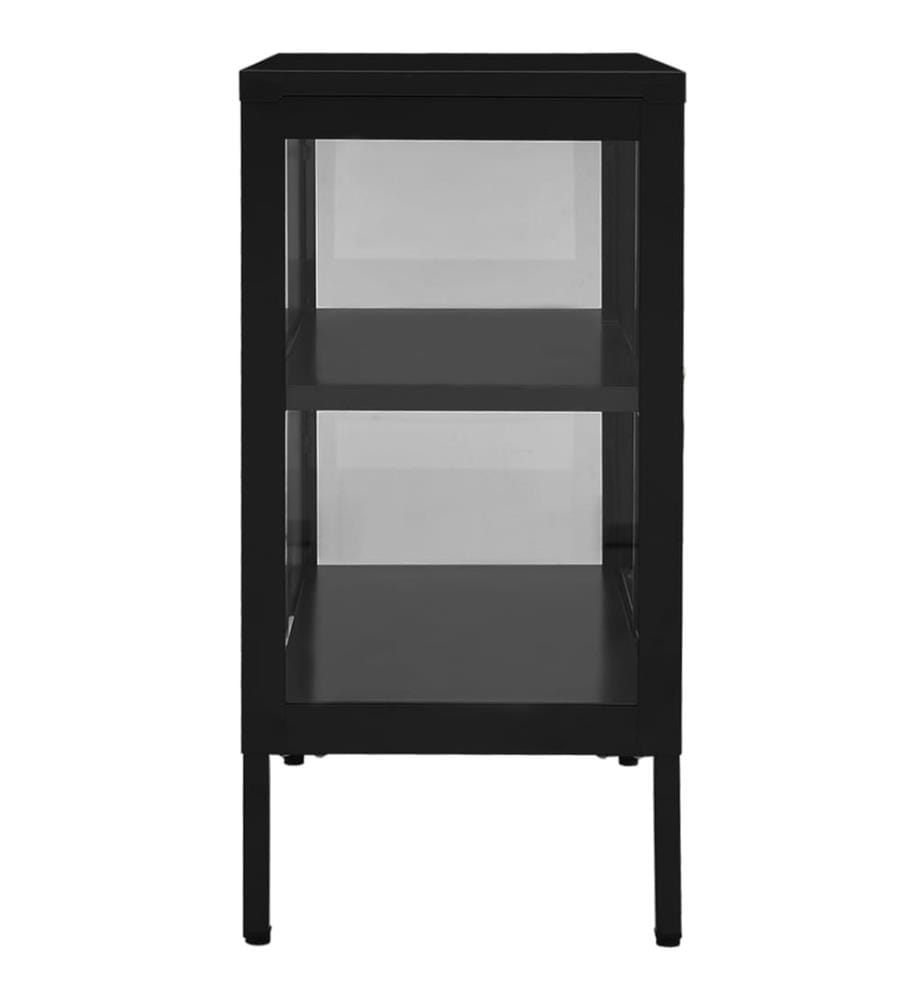 Sideboard Schwarz 70x35x70 cm Stahl und Glas