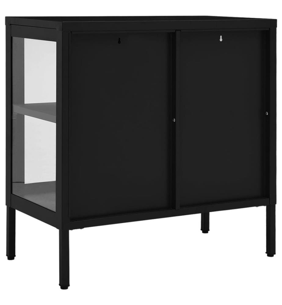 Sideboard Schwarz 70x35x70 cm Stahl und Glas