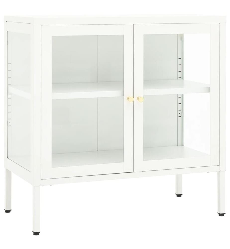 Sideboard Weiss 70x35x70 cm Stahl und Glas