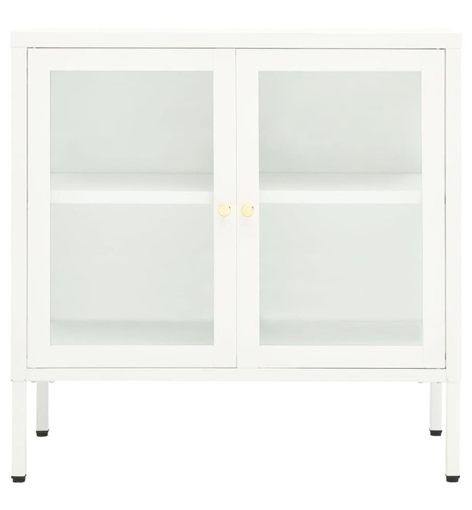 Sideboard Weiss 70x35x70 cm Stahl und Glas