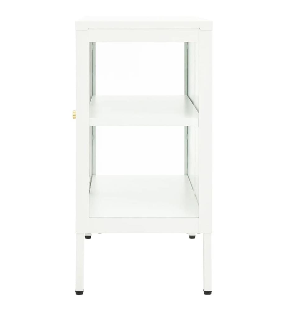 Sideboard Weiss 70x35x70 cm Stahl und Glas
