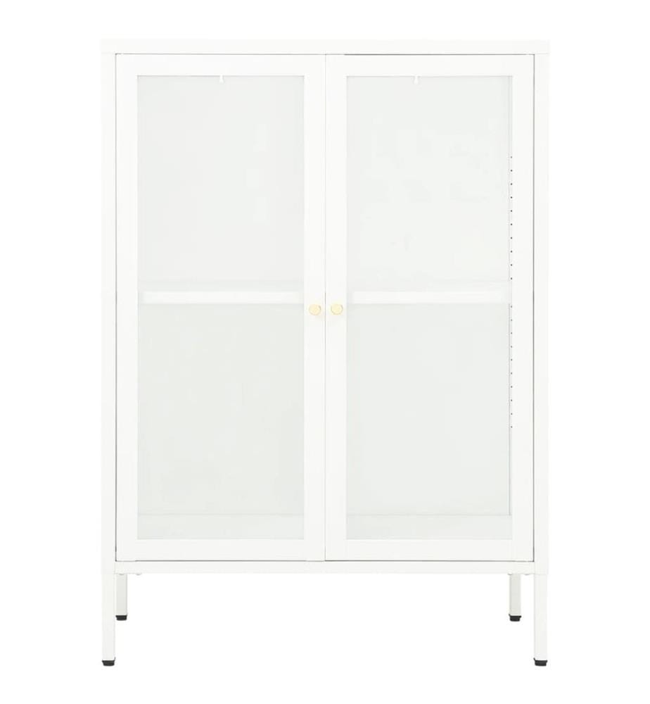 Sideboard Weiss 75x35x105 cm Stahl und Glas