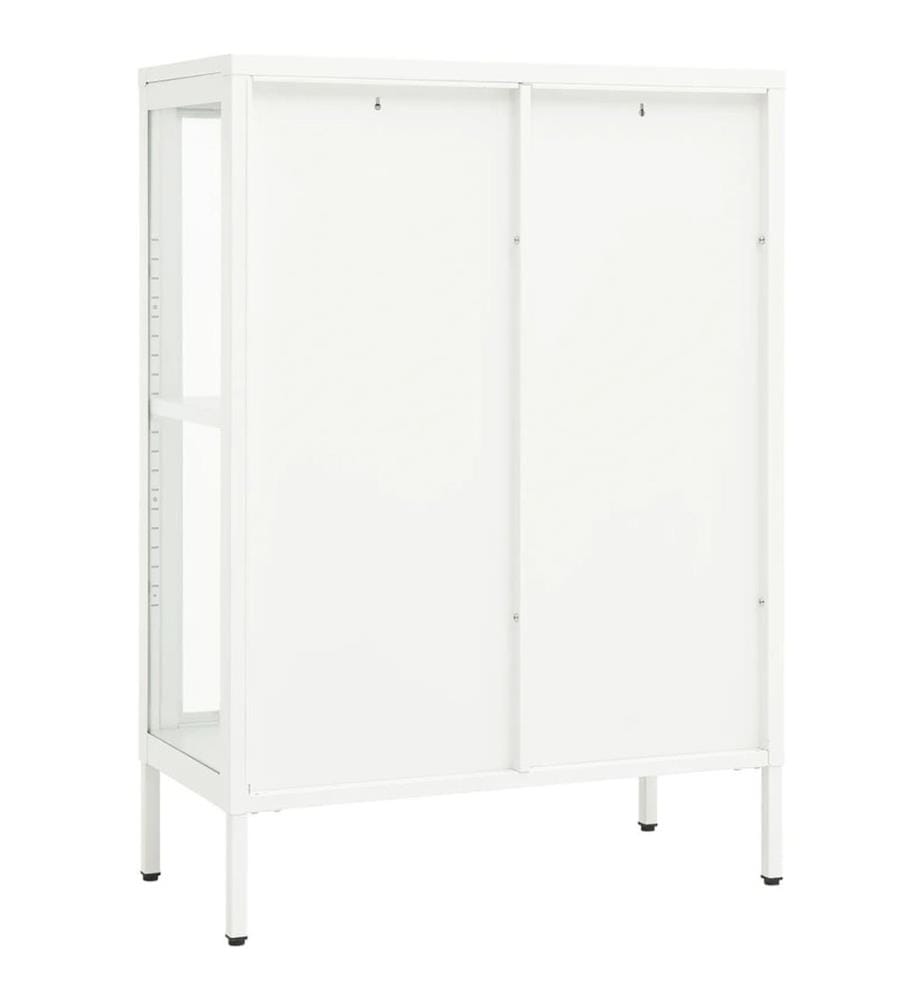 Sideboard Weiss 75x35x105 cm Stahl und Glas