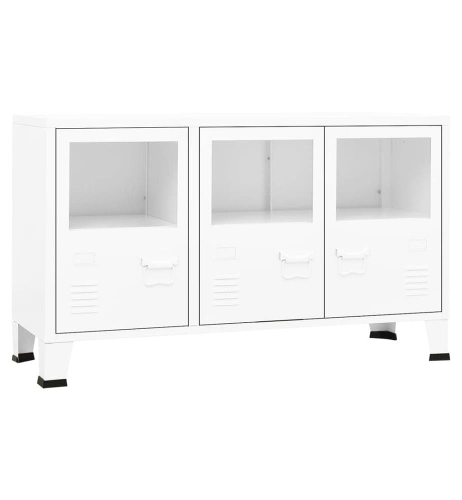 Industrial Sideboard Weiss 105x35x62 cm Metall und Glas
