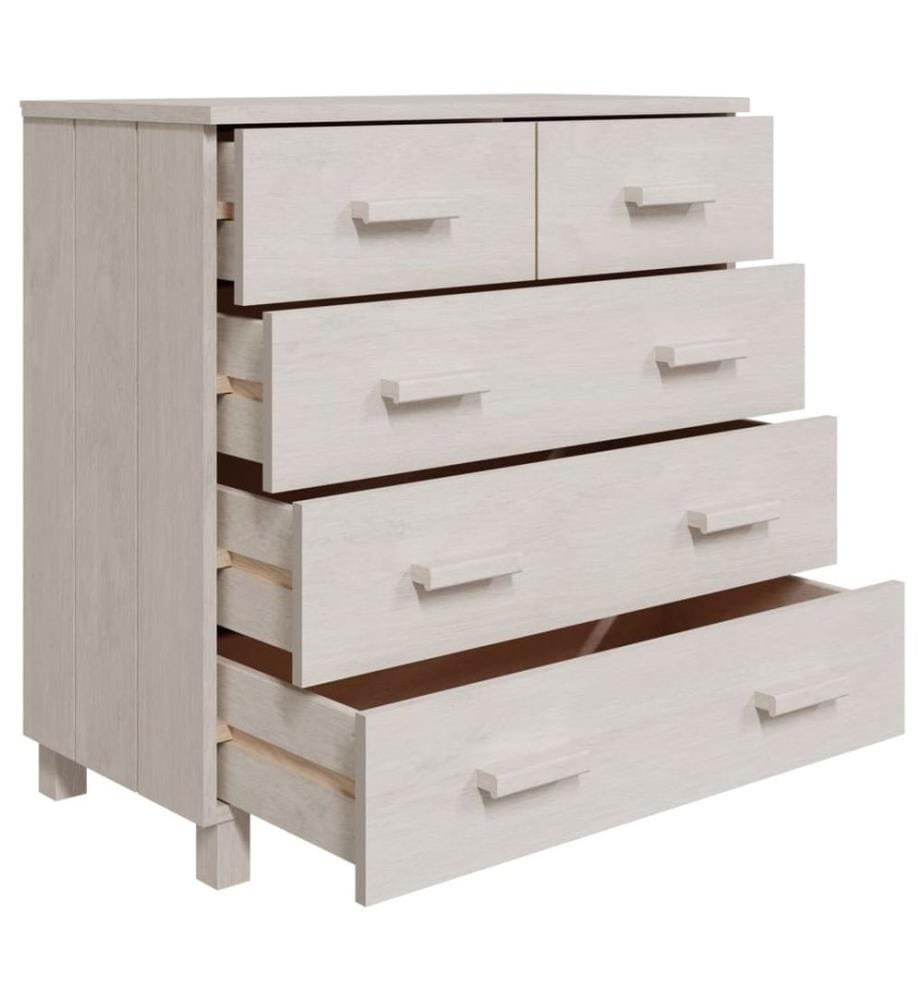 Sideboard HAMAR Weiss 79x40x80 cm Massivholz Kiefer