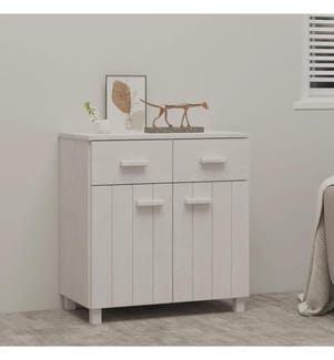 Sideboard HAMAR Weiss 79x40x80 cm Massivholz Kiefer