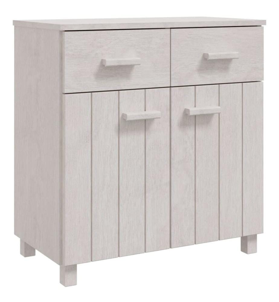 Sideboard HAMAR Weiss 79x40x80 cm Massivholz Kiefer